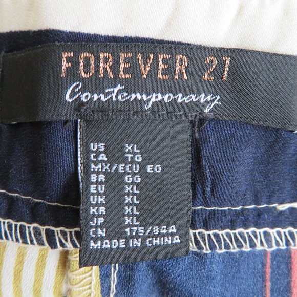 Forever 21 Contemporary Pants XL Wide Leg Palazzo Striped Navy Cream NWT - Picture 8 of 10